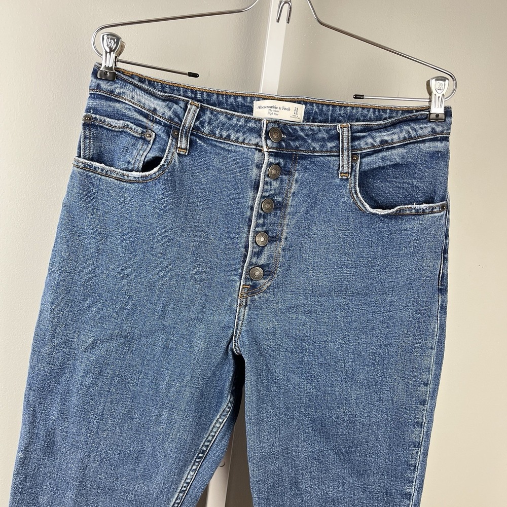 Abercrombie & Fitch High Rise The Mom Jeans Womens 12S/31 Raw Hem Curve Love